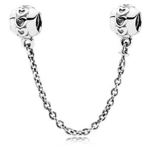 Pandora Silver Charm chain with Heart Beads